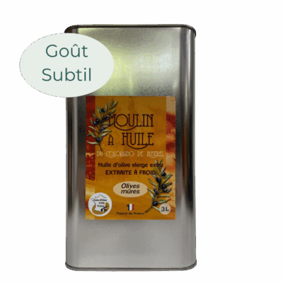 Bidon en acier 3 litres d’huile d’olive aux olives mûres du Moulin de Rustrel