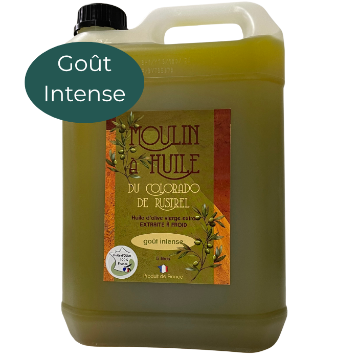 Bidon de 5 litres d’huile d’olive vierge extra en plastique – idéal pour la cuisine familiale et les professionnels de la restauration. Huile d’olive de qualité supérieure, pressée à froid, riche en arômes méditerranéens.